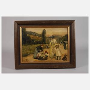 Blumenverkäuferin im Park