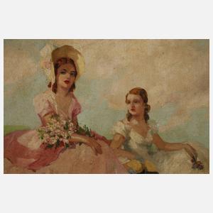 Damen in Sommerlandschaft