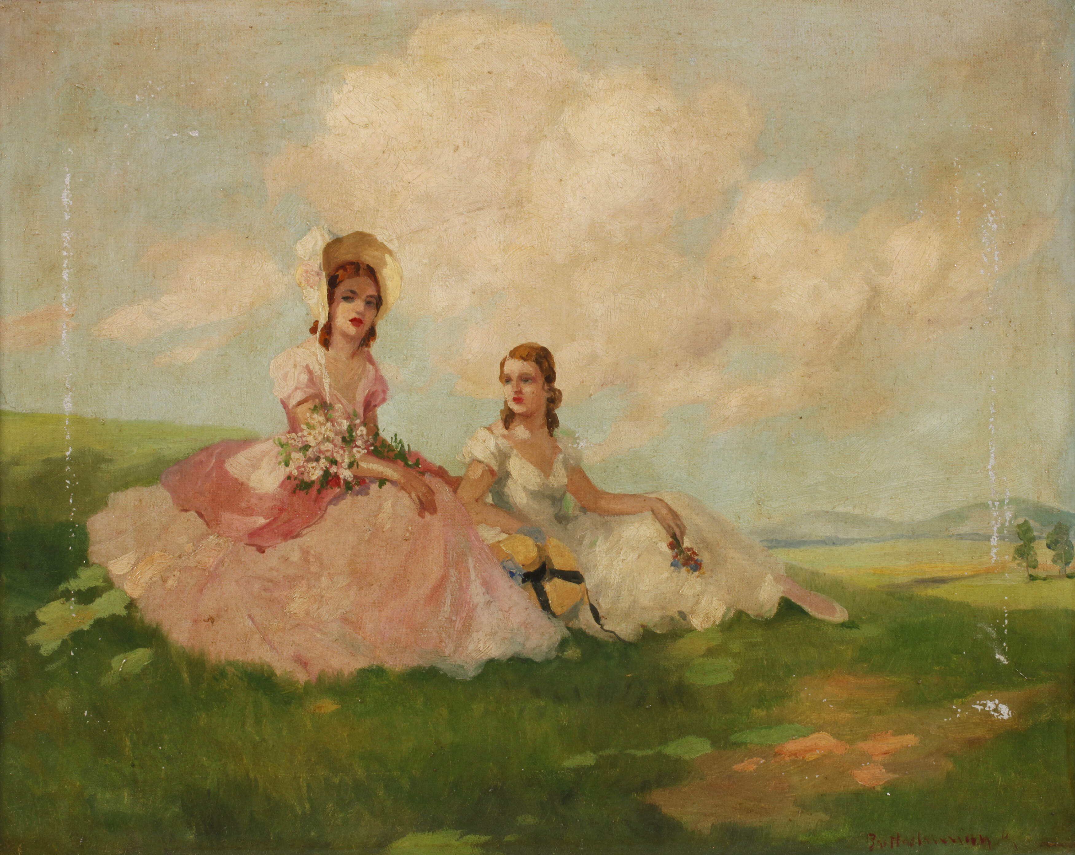 Damen in Sommerlandschaft