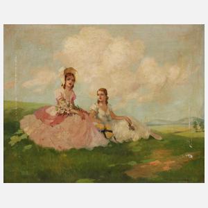 Damen in Sommerlandschaft