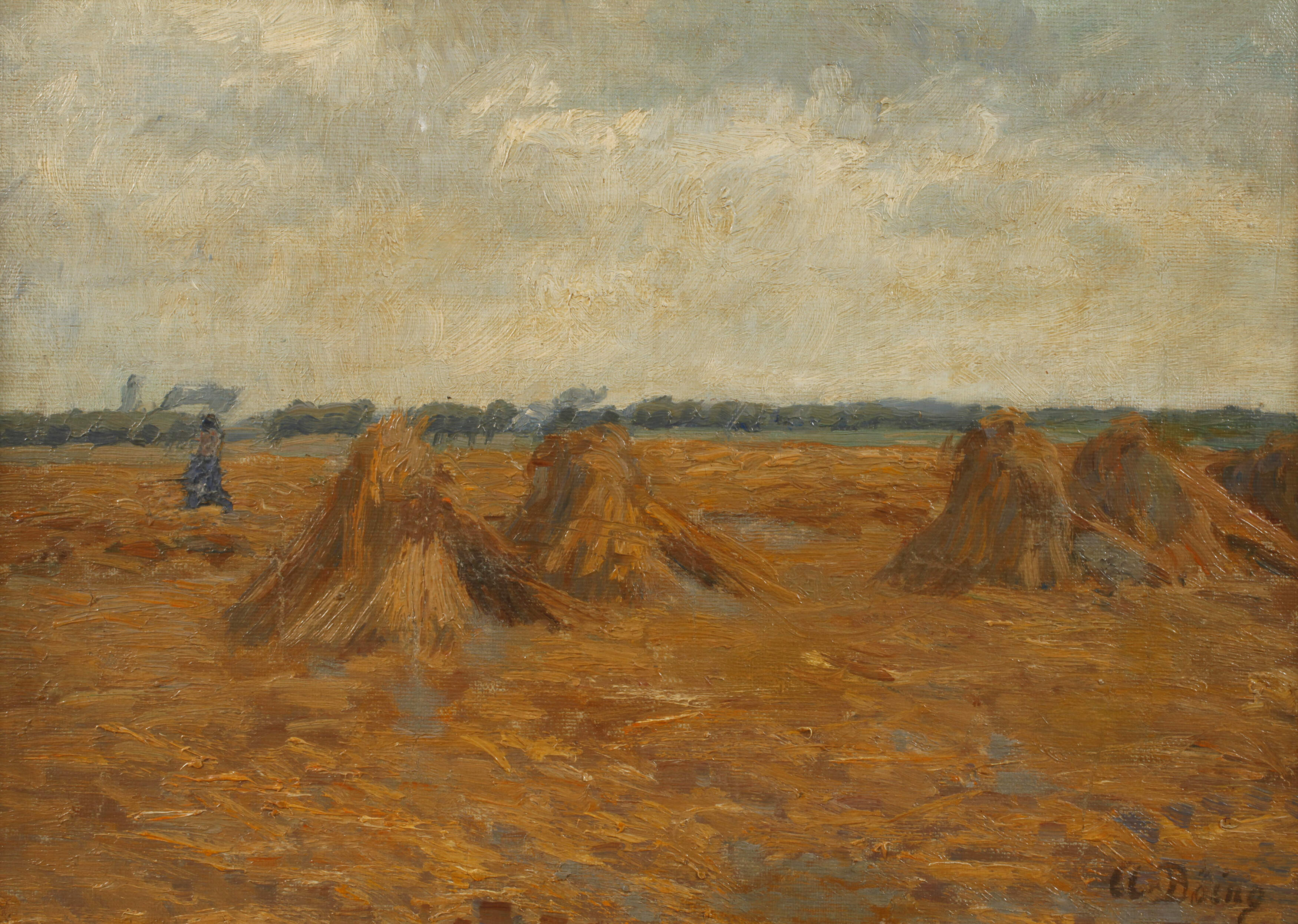 Landschaft mit Strohgarben