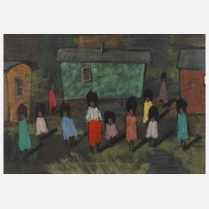 Heinz Wittler, attr., Kinder und Wohnwagen