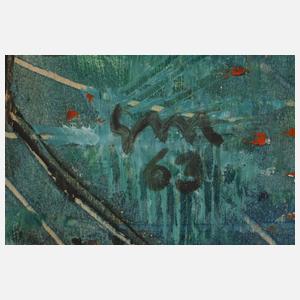 Abstrakte Seeuferlandschaft mit Baum