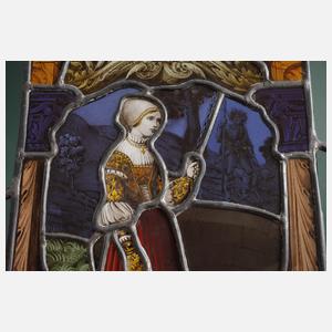 Zwei Bleiglasbilder Historismus