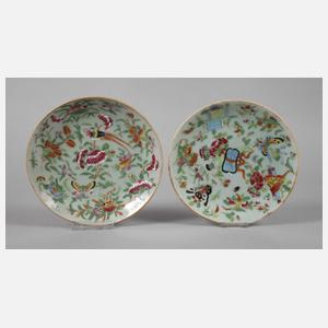 Zwei Zierteller Seladon