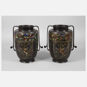 Paar Cloisonnévasen