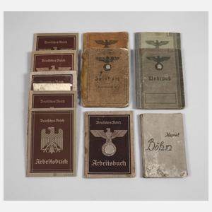 Konvolut Wehrpässe, Soldbücher, Arbeitsbücher