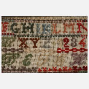 Gerahmtes Stickmustertuch mit Pferdemotiv