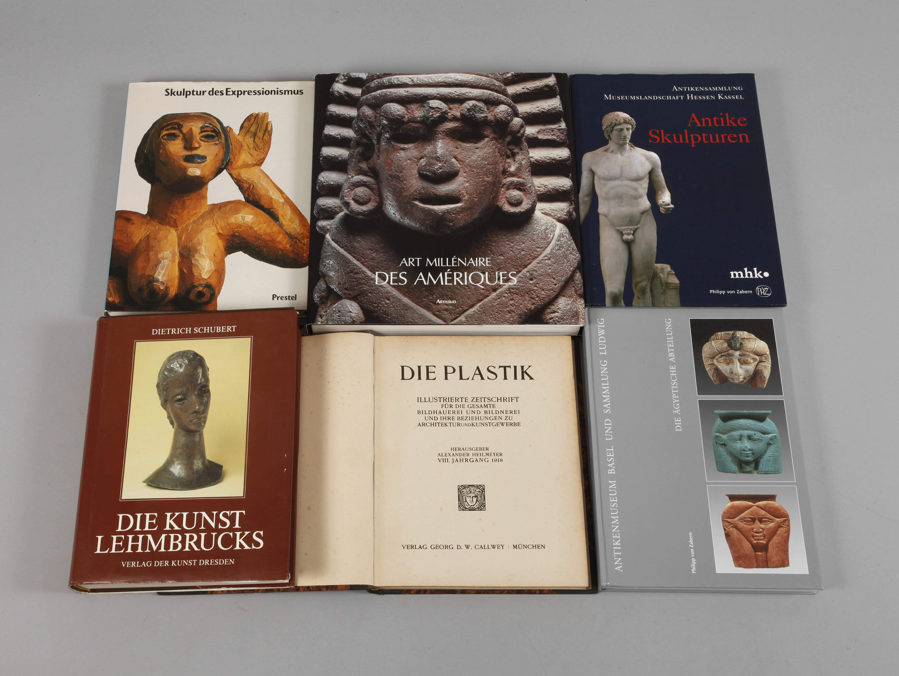 Sechs Fachbücher Plastik, Skulpturen und Skulpteure