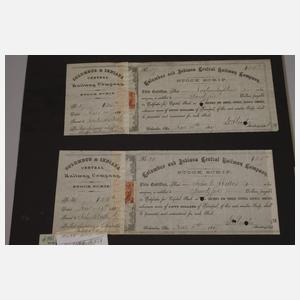 Sammlung Aktien und Geldscheine