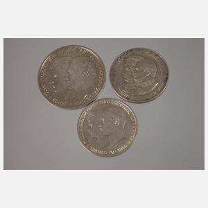 Drei Silbermünzen Deutsches Reich