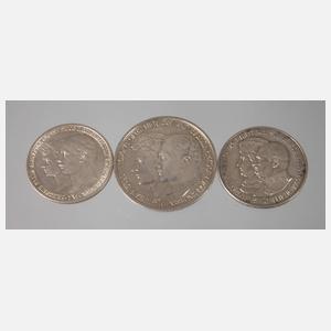 Drei Silbermünzen Deutsches Reich