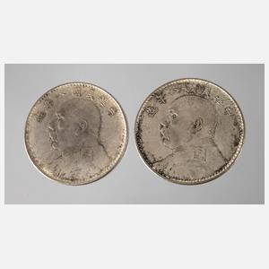 Zwei Silbermünzen China