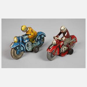 Zwei Blechspielzeug-Motorräder