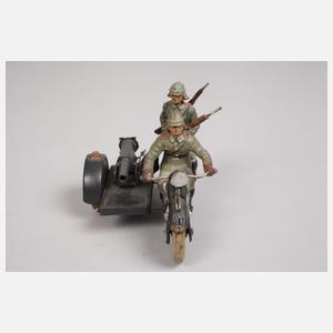 Lineol Motorrad mit Sozius und SMG-Beiwagen