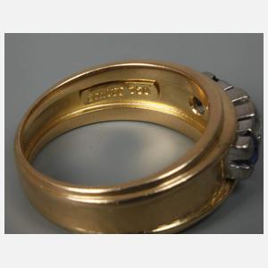 Herrenring mit Brillant und Saphiren