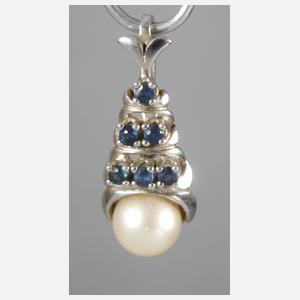 Anhänger mit Perle und Saphiren