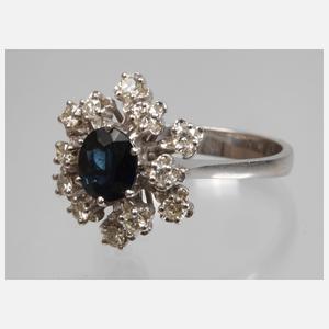 Damenring mit Saphir und Brillanten