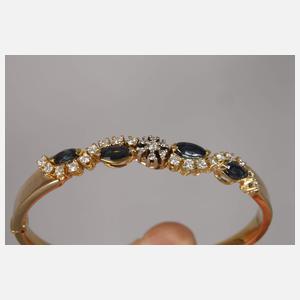 Armreif mit Brillanten und Saphiren