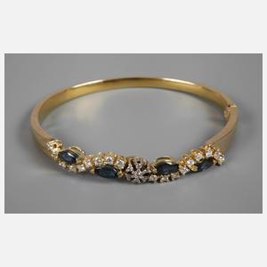 Armreif mit Brillanten und Saphiren