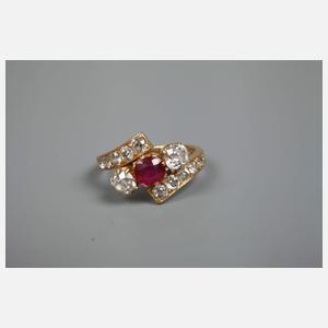 Damenring mit Rubin und Diamanten