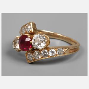 Damenring mit Rubin und Diamanten