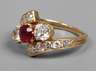 Damenring mit Rubin und Diamanten