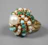 Damenring mit Perlen und Türkisen