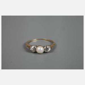 Diamantring mit Perle