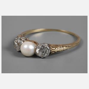 Diamantring mit Perle