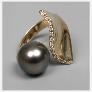 Damenring mit Tahitiperle und Diamanten