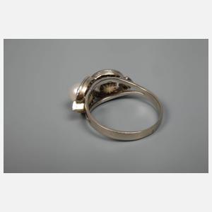 Damenring mit Perlen und Diamanten