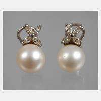 Paar Ohrringe mit Perlen und Diamanten111