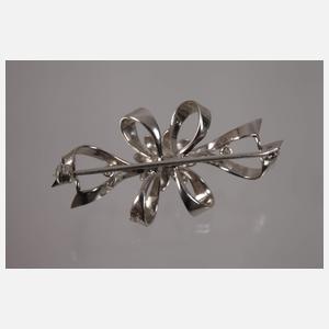 Brosche mit Perle und Brillanten