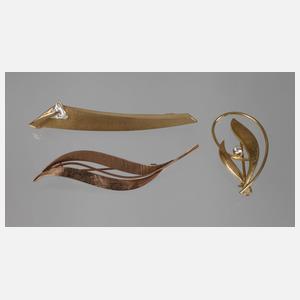 Konvolut Goldbroschen