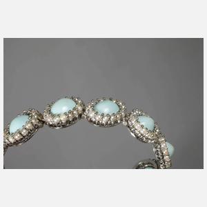 Damenarmband mit Perlen und Türkisen