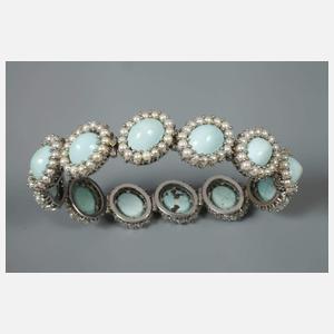 Damenarmband mit Perlen und Türkisen