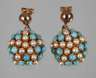 Paar Ohrringe mit Türkisen und Perlen