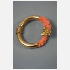 Armreif mit Koralle und Brillanten