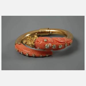 Armreif mit Koralle und Brillanten