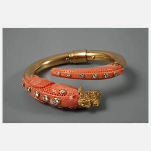 Armreif mit Koralle und Brillanten