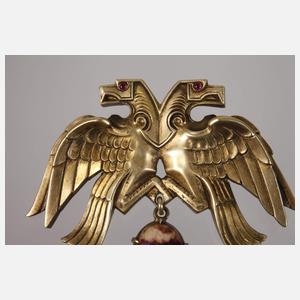Brosche mit Doppeladler und Opal