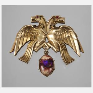 Brosche mit Doppeladler und Opal