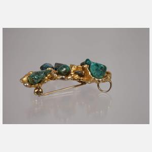Designbrosche mit Malachiten