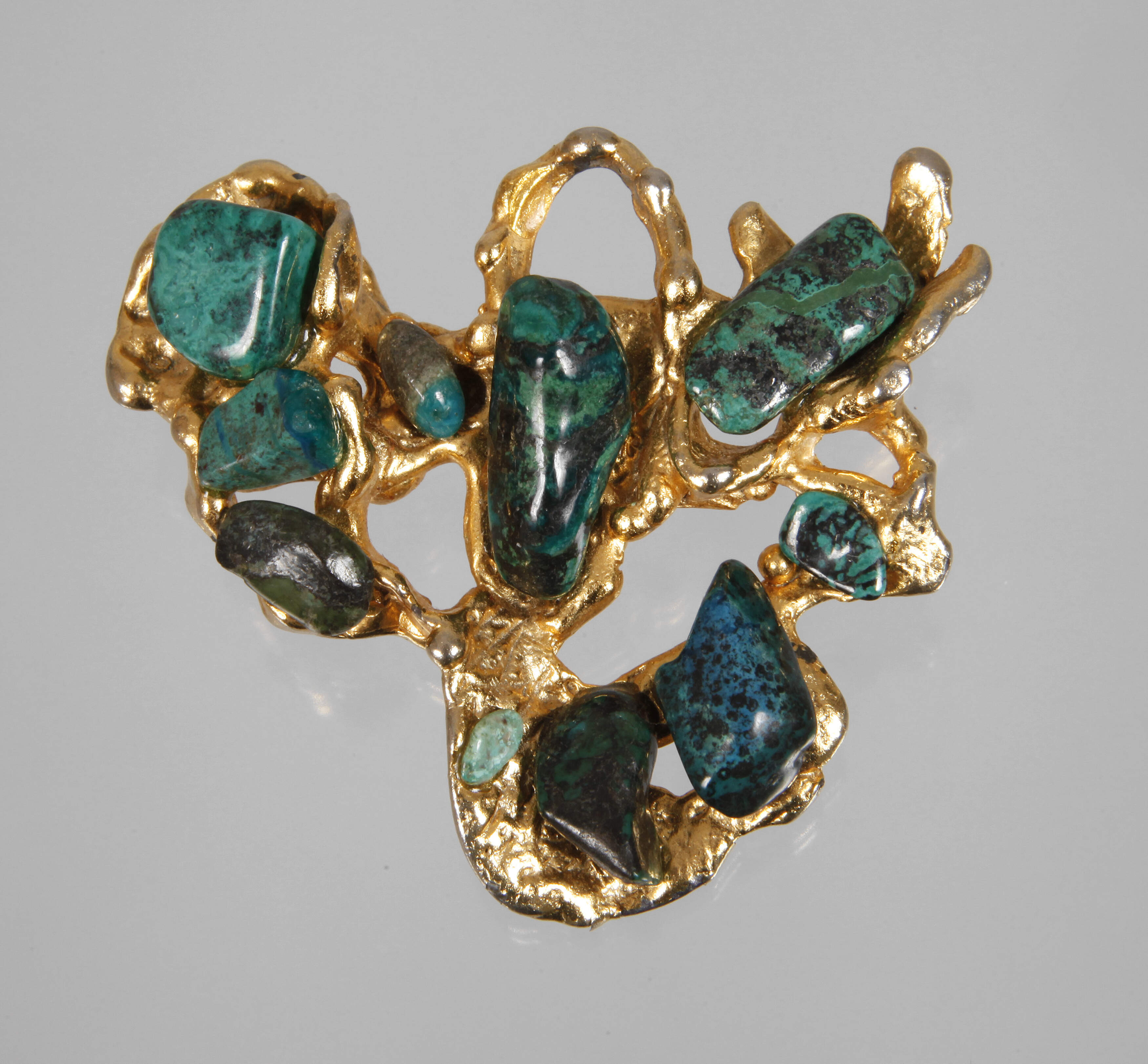 Designbrosche mit Malachiten