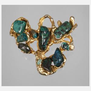 Designbrosche mit Malachiten