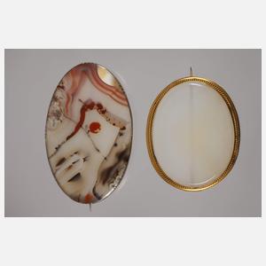 Konvolut Achatbroschen