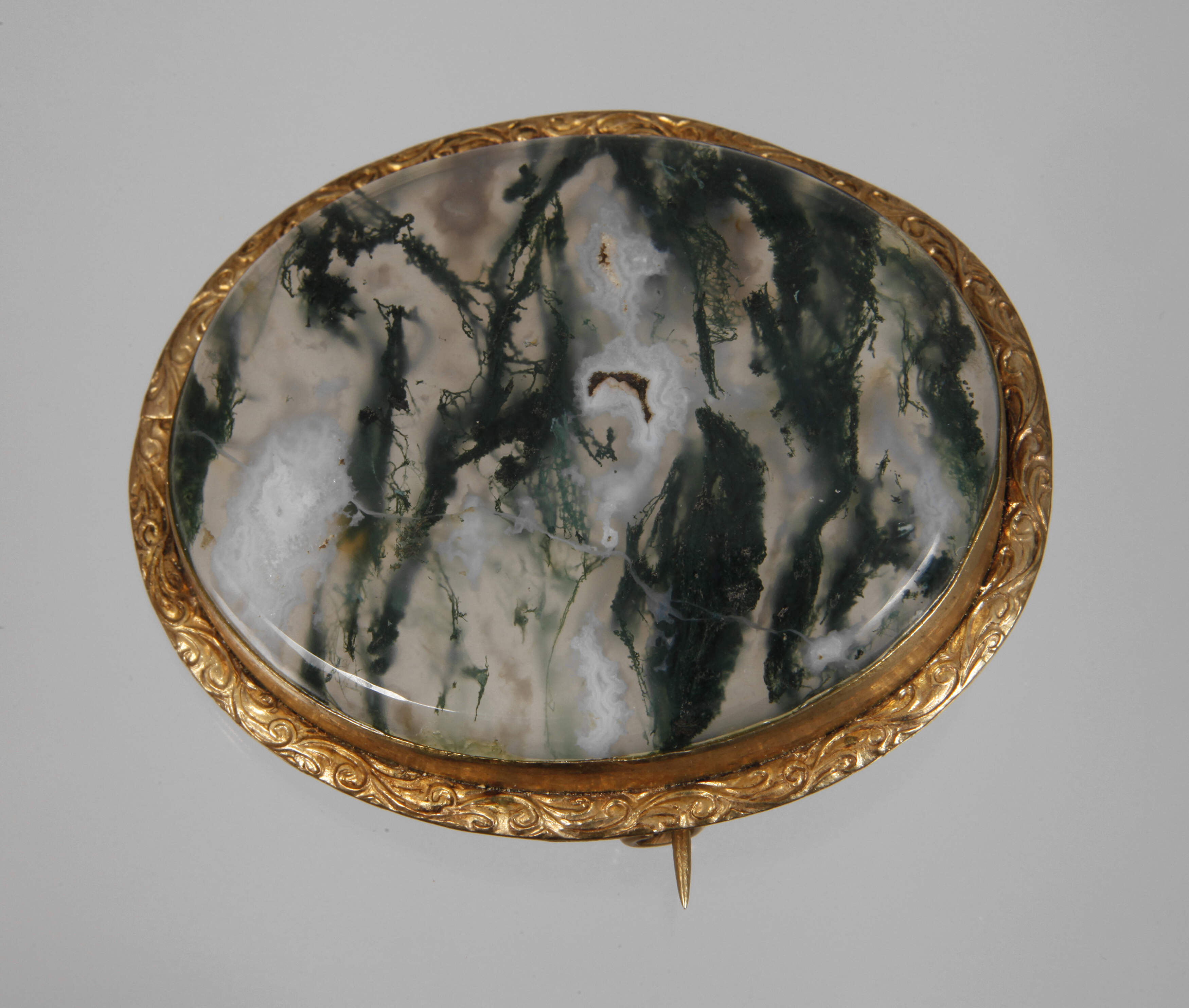 Brosche mit Moosachat