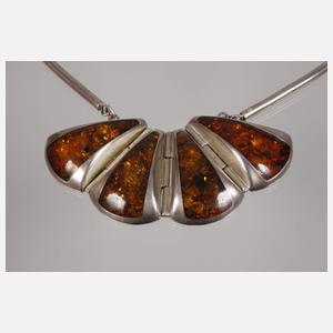 Silberset mit Bernsteinbesatz