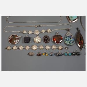 Großes Konvolut Silberschmuck